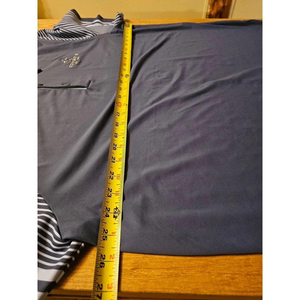 Adidas Cowboys Golf Club Polo Shirt Mens 2XL Navy Blue Striped Sleeve Logo Golf
